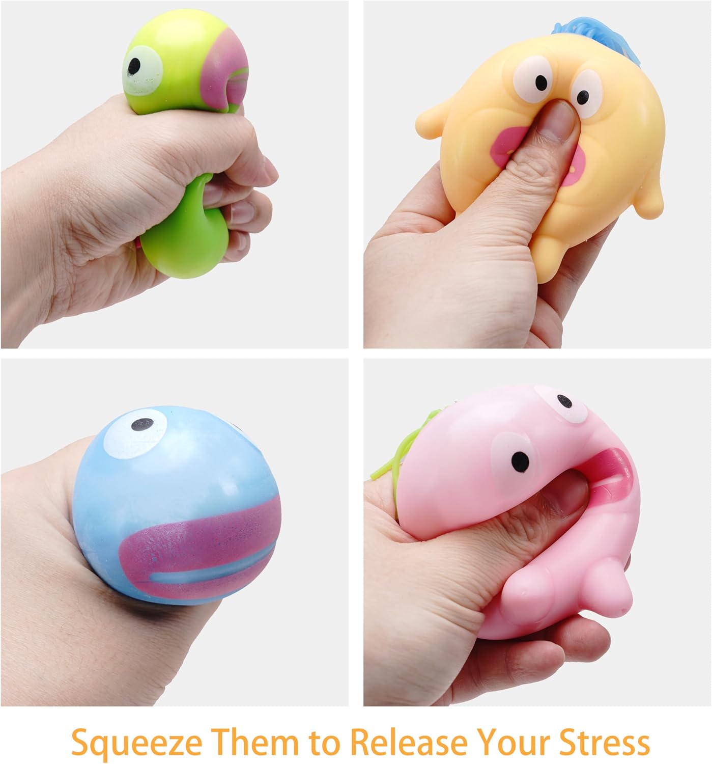 10728 { 3 Pcs } Stretchy Squishy Monster Stress Relief Ball Pulling Hair Squeezable Funny Squish Toy for Kids Birthday Gifts Party