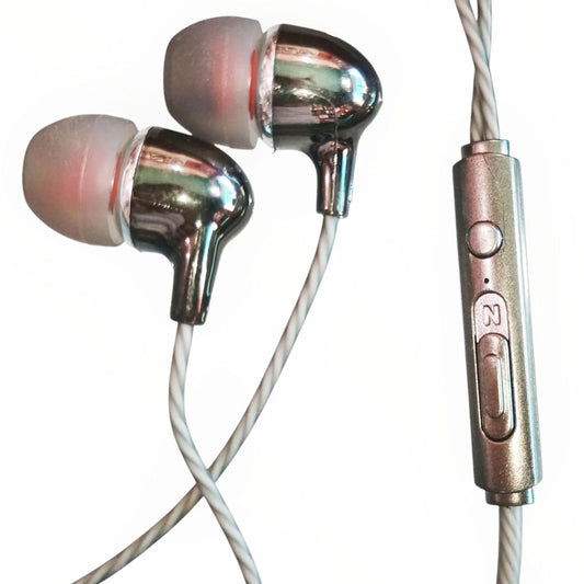 20019 Handsfree Earphones, in-Ear with Inline Controls, Chrome Metal Design