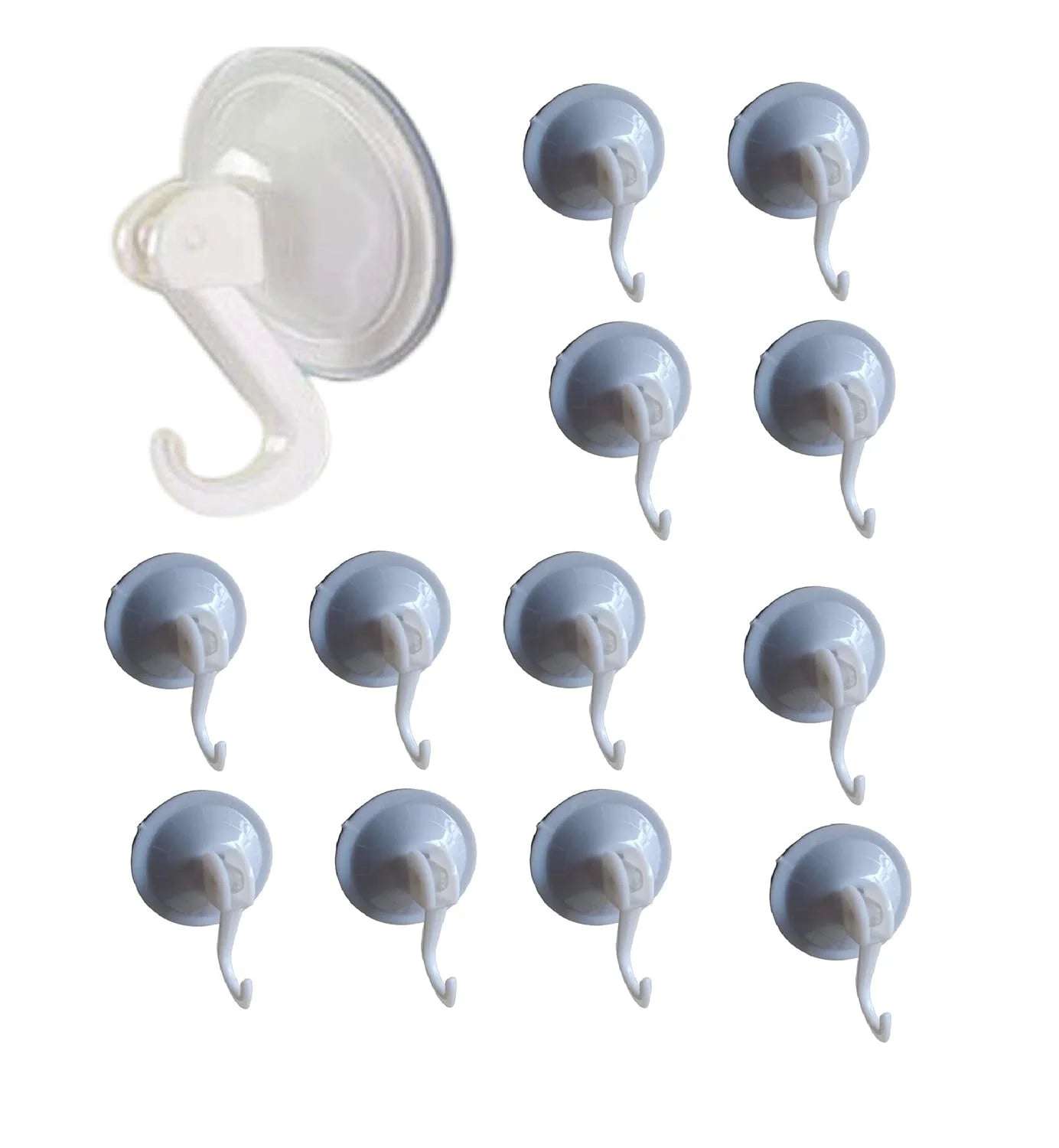 10956 Reusable Glass Vacuum Hook for Glass/Mirror Surface 65 mm Diameter -Jumbo Size Suction Vacuum Hook (White) – Pack of 12 Pcs