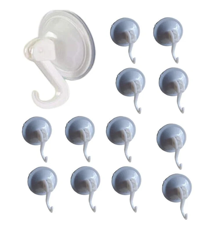 10956 Reusable Glass Vacuum Hook for Glass/Mirror Surface 65 mm Diameter -Jumbo Size Suction Vacuum Hook (White) – Pack of 12 Pcs