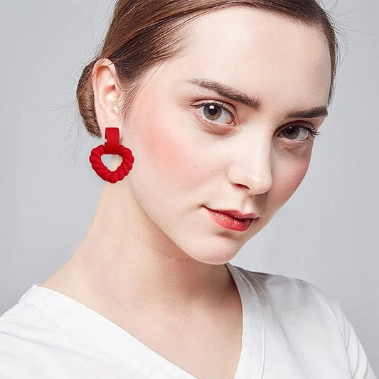 10800 Acrylic Neon Hollow Out Heart Dangle Earrings for Women {Multicolor}