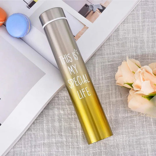 10740 Stainless Steel Slim Thin Vacuum Insulated Thermos Bottle 310 ml Steel Bottle Multicolor