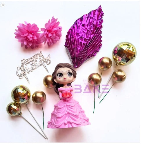 20880 Premium Mermaid Birthday Cake Topper Decoration Set | Happy Birthday Topper, Decorative Balls & Flowers | Cake Decoration Kit for Girls Birthday Party {Random Caracter}