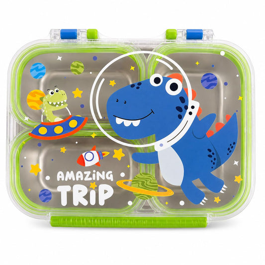 2679 {750 ML} Stainless Steel Lunch Box for School, 3 Compartment Leak Proof Bento Tiffin Box with Handle {Random Design}