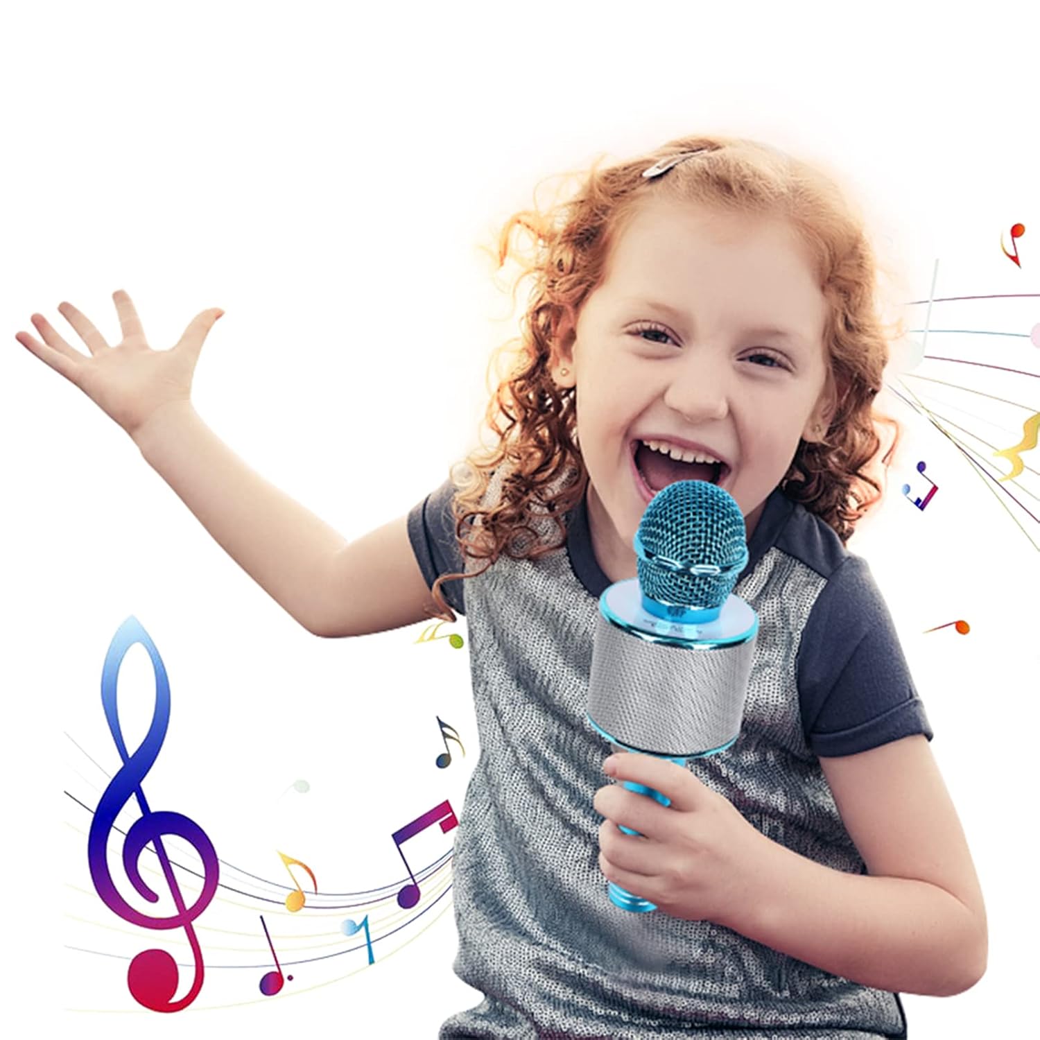 60065 Portable Recording USB Wireless Karaoke Microphone Mini Speaker Headphone Dynamic Mike Kids KTV Mic (Multicolor)