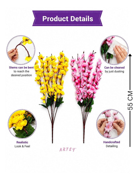 21088 Artificial Flowers Cherry Blossom Flower Bunch (Muticolor)