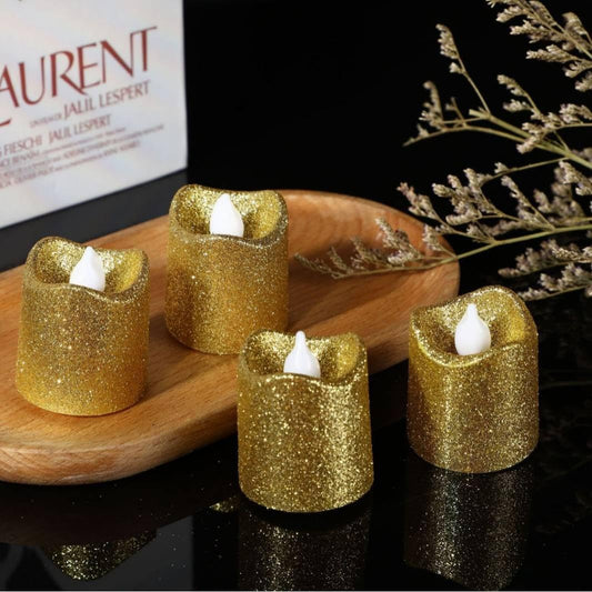 20899 LED flameless led Candle with Glitter Finish Attractive Colors Set of 24