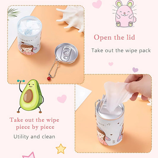 0005 Mini Cute Wet Wipes Can Dispenser with Keychain {Random Color}