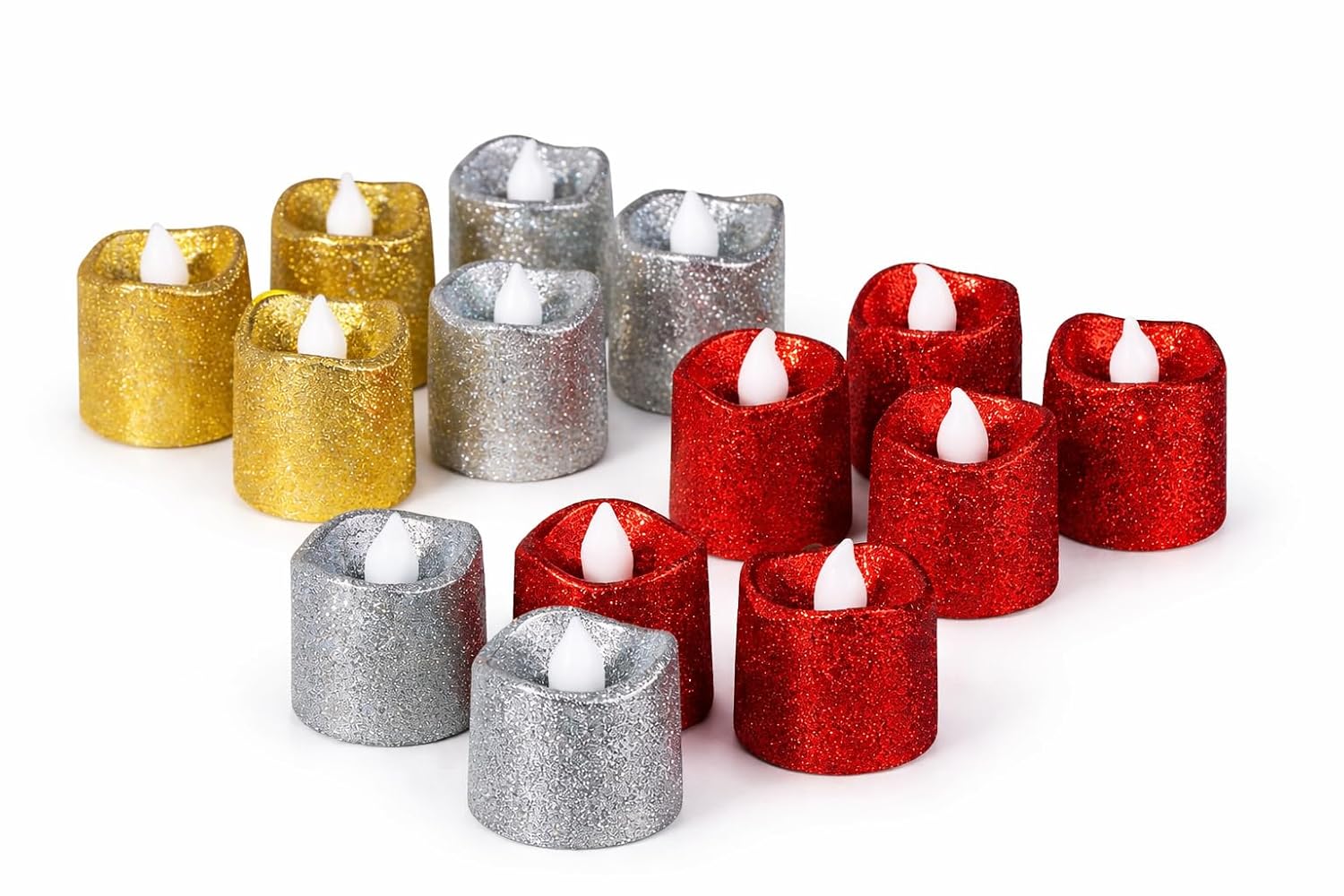 20899 LED flameless led Candle with Glitter Finish Attractive Colors Set of 24