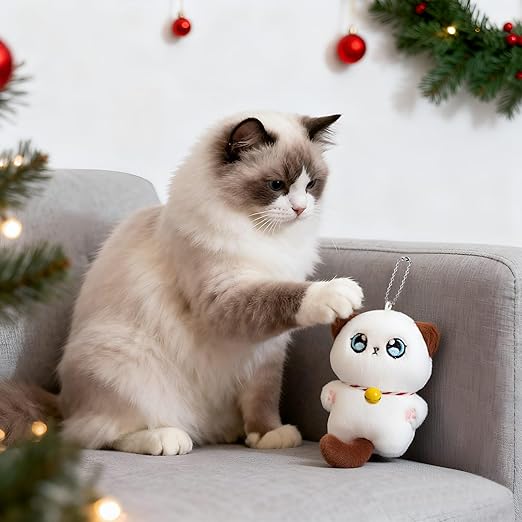 0228 Soft Toy Keychain, Cartoon Bell Cat Design Adorable Bag Charms for Handbags, Backpacks