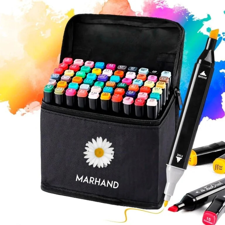 10781- 48 pcs Dual Tip Art, Painting, Drawing, Sketch Marker Pen Set, Non-Toxic Art Supplies for Kids & Adults, Illustration in Colouring Books Pen with Carry Case Set {Multicolor}