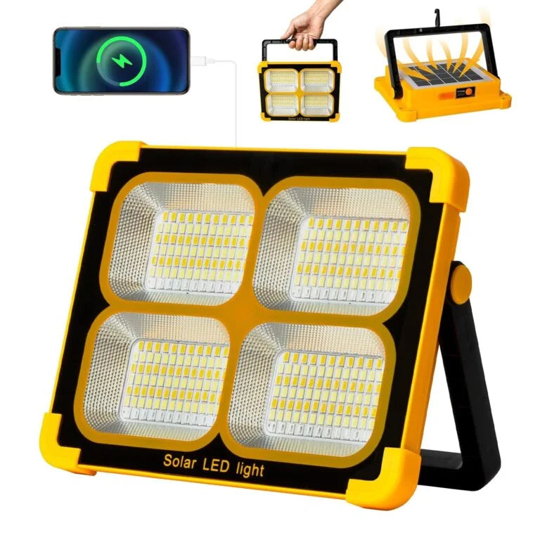 20027 Construction Spotlight Battery Solar Light Portable, 10000LM 12000mAh Battery Work Light USB Rechargeable, 4 Light Modes