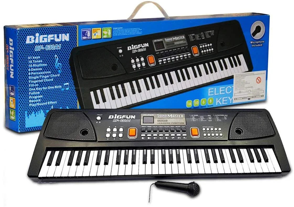 630A1 61 Key Electronic Musical Piano Keyboard with LCD Display, Adapter, Microphone Big Fun 630 A1 – Multicolor