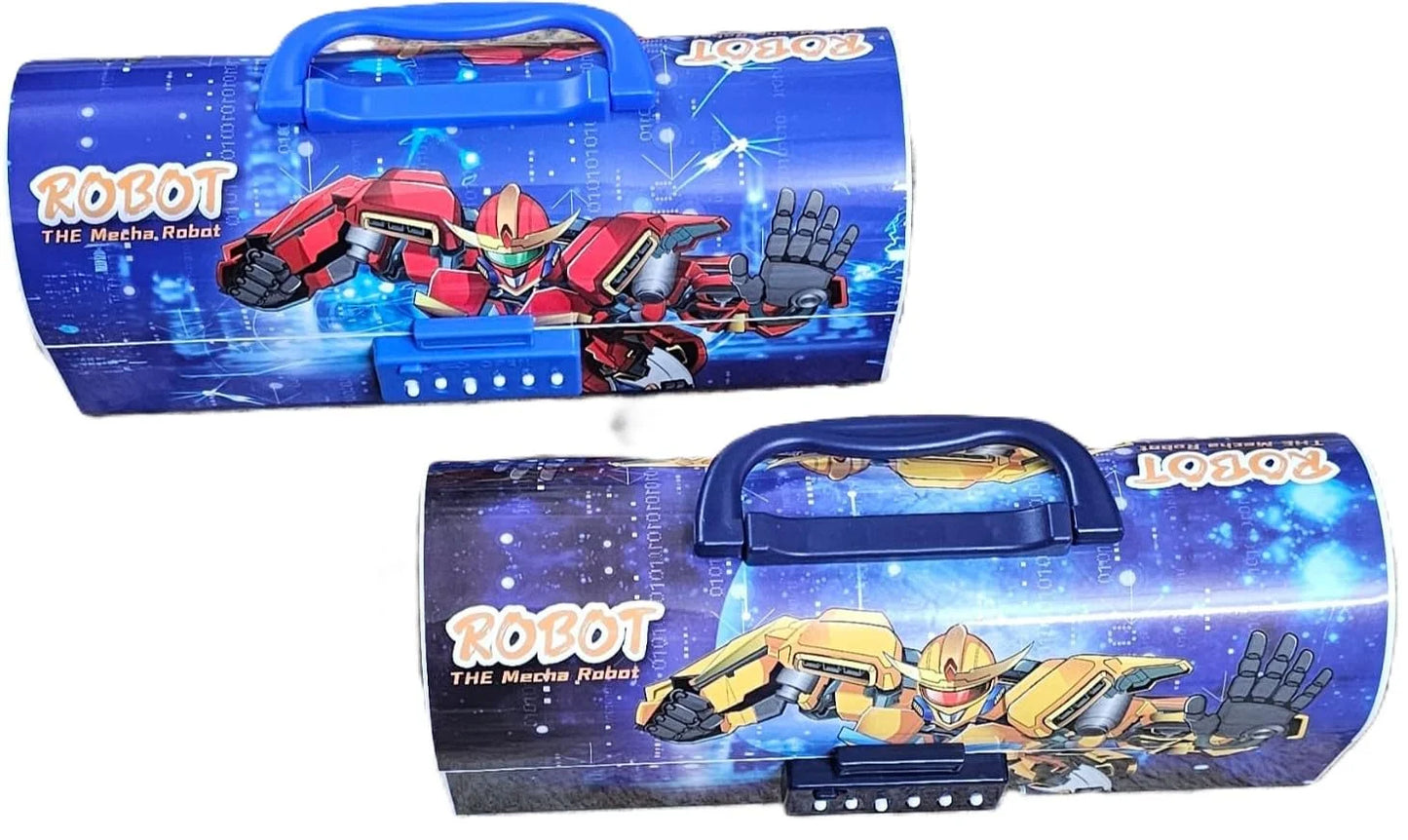 35318-C Transformers Theme Suitcase Pencil Case with Combination Password Lock Double Sided Compass Box