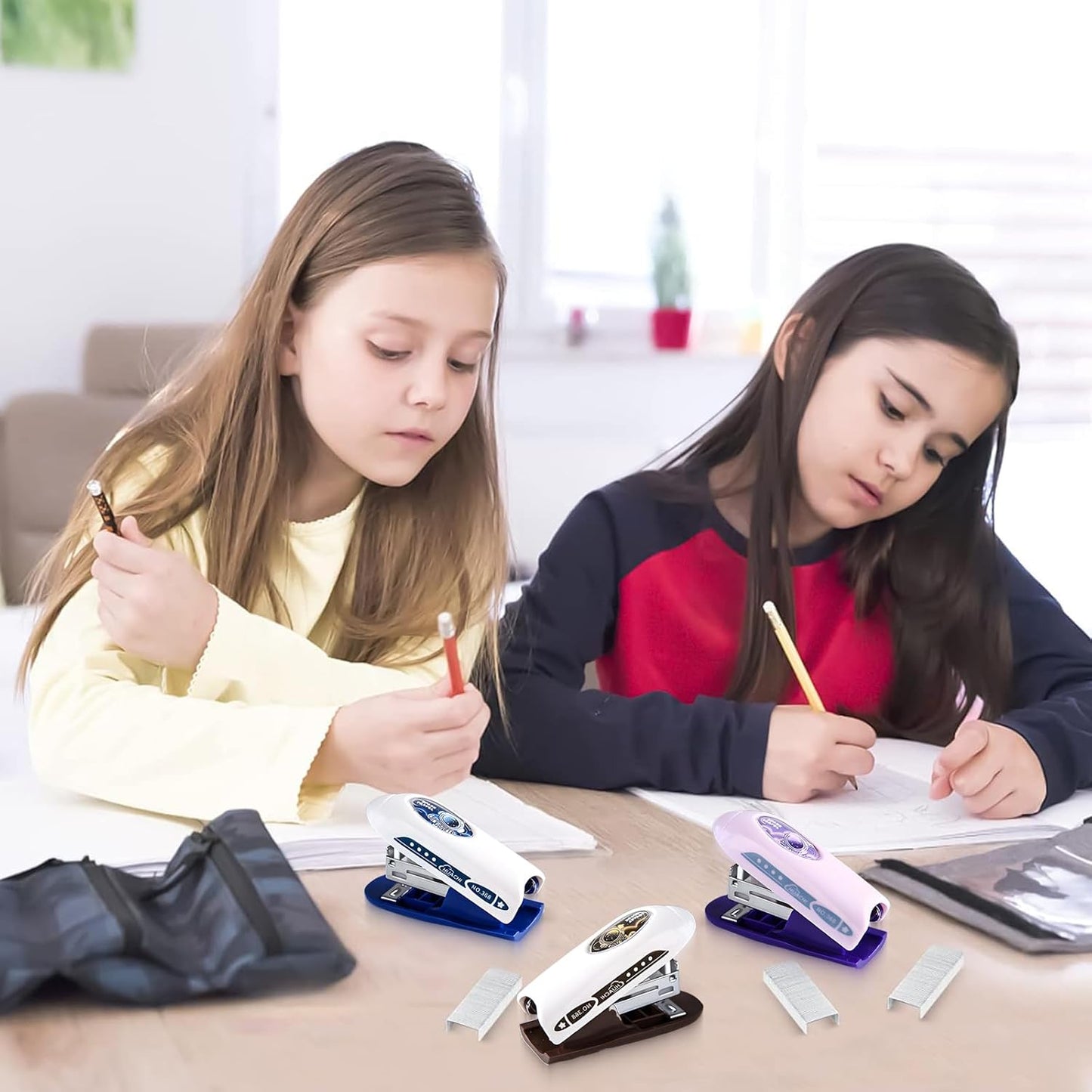 368 Small Portable Stapler with 400 Standard 26/6 Staples, 3 Pack Mini Cute Manual Table Stapler, 2-20 Sheet Capacity for Schools Workplaces Families {Multicolor}