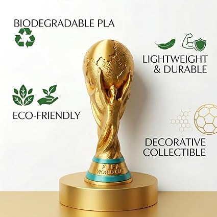 198-2 Football Trophy for Winners | Football Champion Trophy Eco-Friendly PLA Material, Biodegradable Soccer Trophy for Tournament, League & Championship Awards