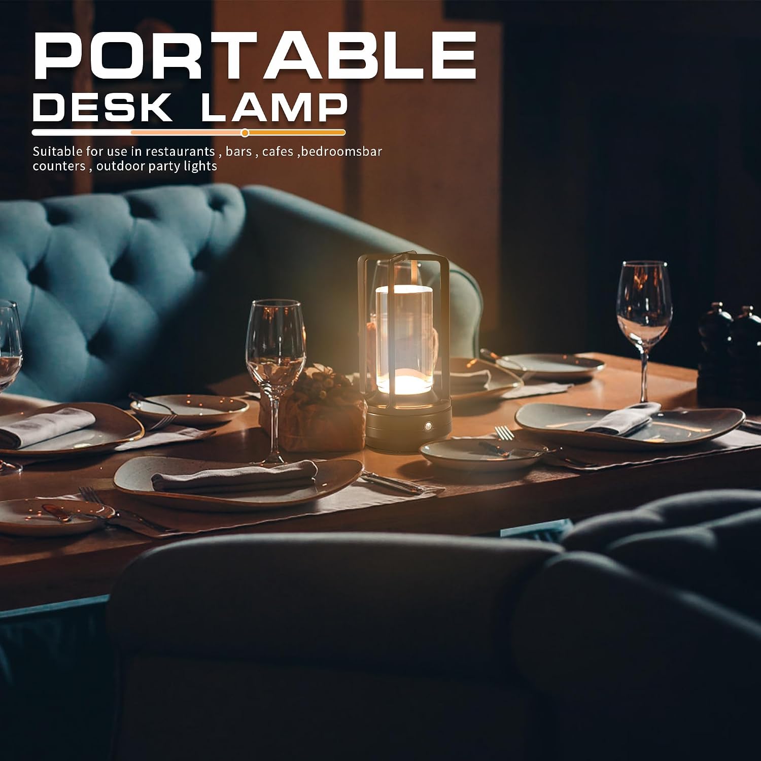 20710 Cordless Table Lamp, Lumisom Crystal Lantern Lamp, Rechargeable Battery Powered Portable LED Desk Lamp, 3 Color Stepless Dimming Touch {Random Color}