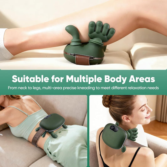 20652 Bionic Hand Electric Neck and Shoulder Massager with Heat - Frog-Shaped Deep Tissue Kneading Back Massager for Pain Relief, Cervical & Muscle Tension