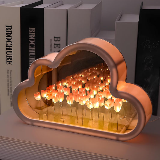 21258 GUANCI Tulip Lamp Tulipanes Light, Modern Cloud Flower Lamp, Cute Aesthetic Lighting for Bedroom, DIY Table Mirror Décor, Unique Creative Decorative Light, Best Gift for Girl (Without Assemble (DIY))