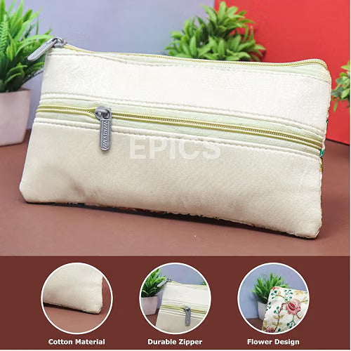 21252 Epics Embroidery Wedding Return Gift for Women | Wholesale Bridal Traveling Potli Bag with Zipper | Shagun Purse for Gifting Haldi & Mehandi