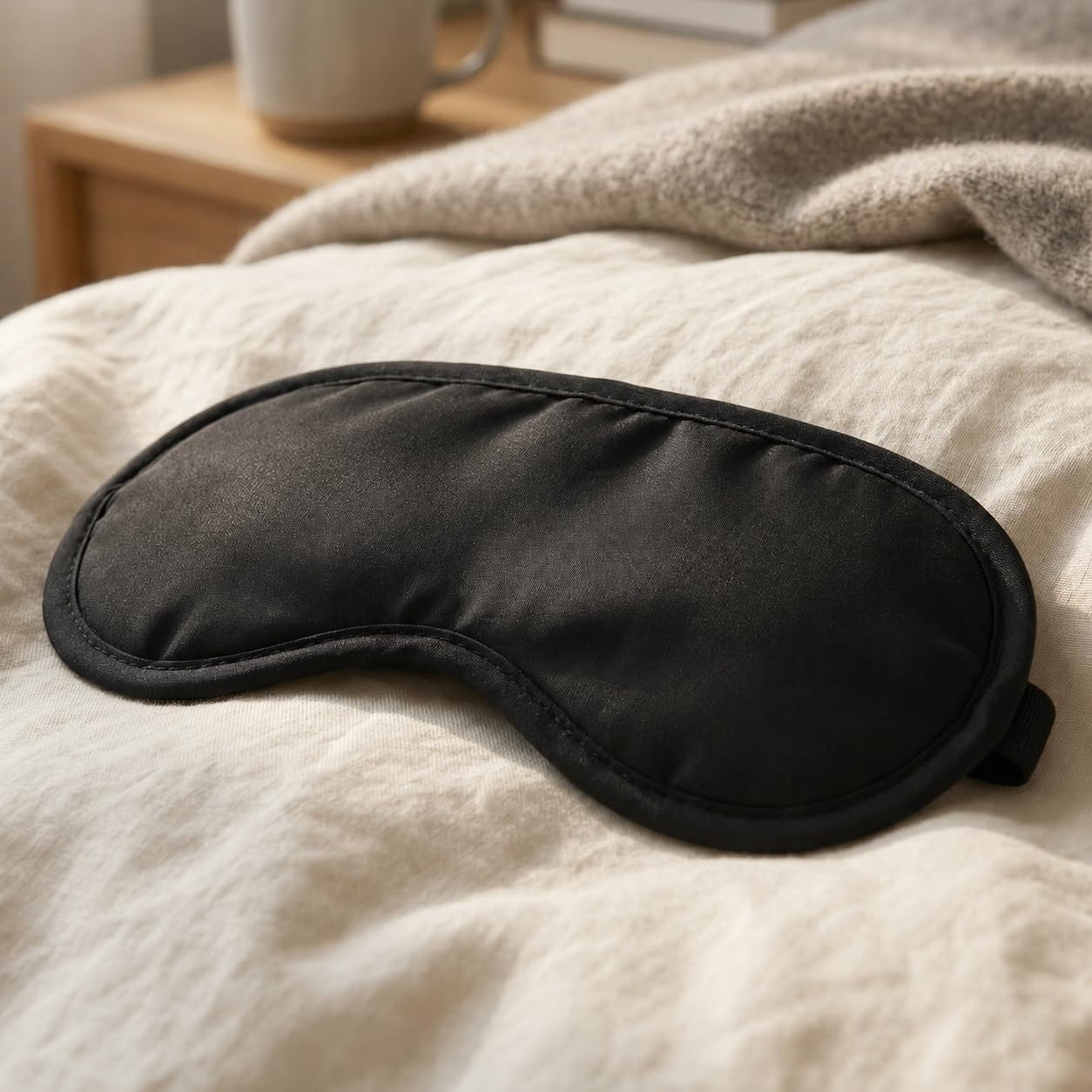 31141 Black Sleep Eye Mask, Soft Blindfold with Adjustable Elastic Strap, Light Blocking, Perfect for Travel, Meditation