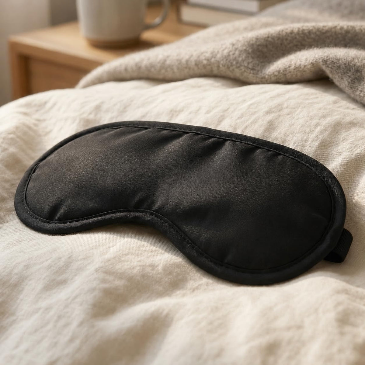 21179 Black Sleep Eye Mask, Soft Blindfold with Adjustable Elastic Strap, Light Blocking, Perfect for Travel, Meditation