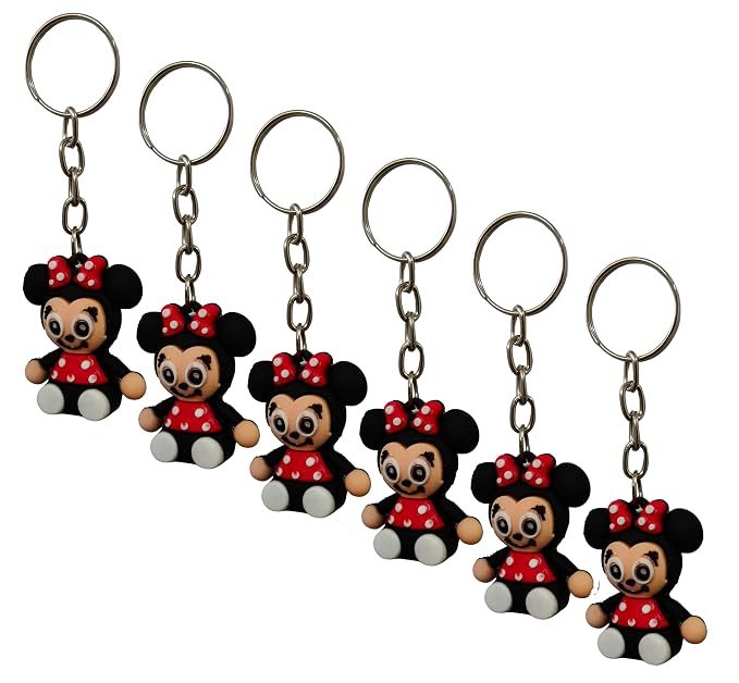 20890 {Pack of 12} Rubber keychain 3D cute Minnie Mouse Disney Character, Keyring