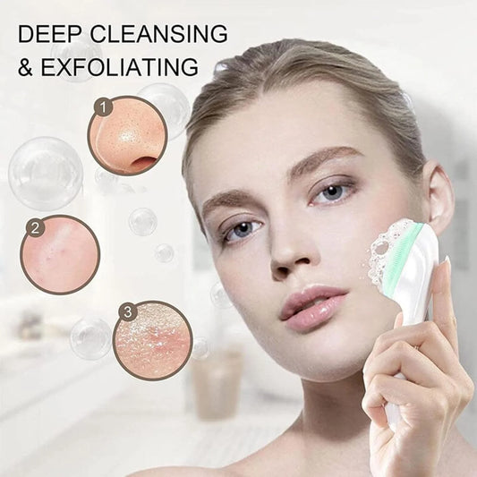 10797 Silicone Face Scrubber Exfoliating Brush, Manual Handheld Facial Cleansing Brush