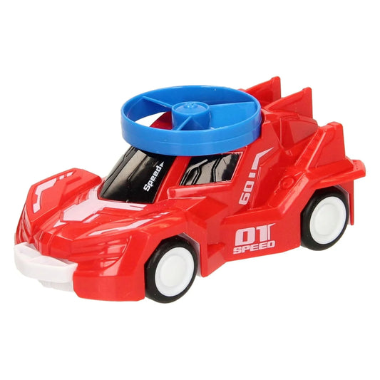 987B-28 Speed Friction Powered Rotary Gyro Car with Flying Disc Shooter – Pull Back & Launch Toy Car for Kids