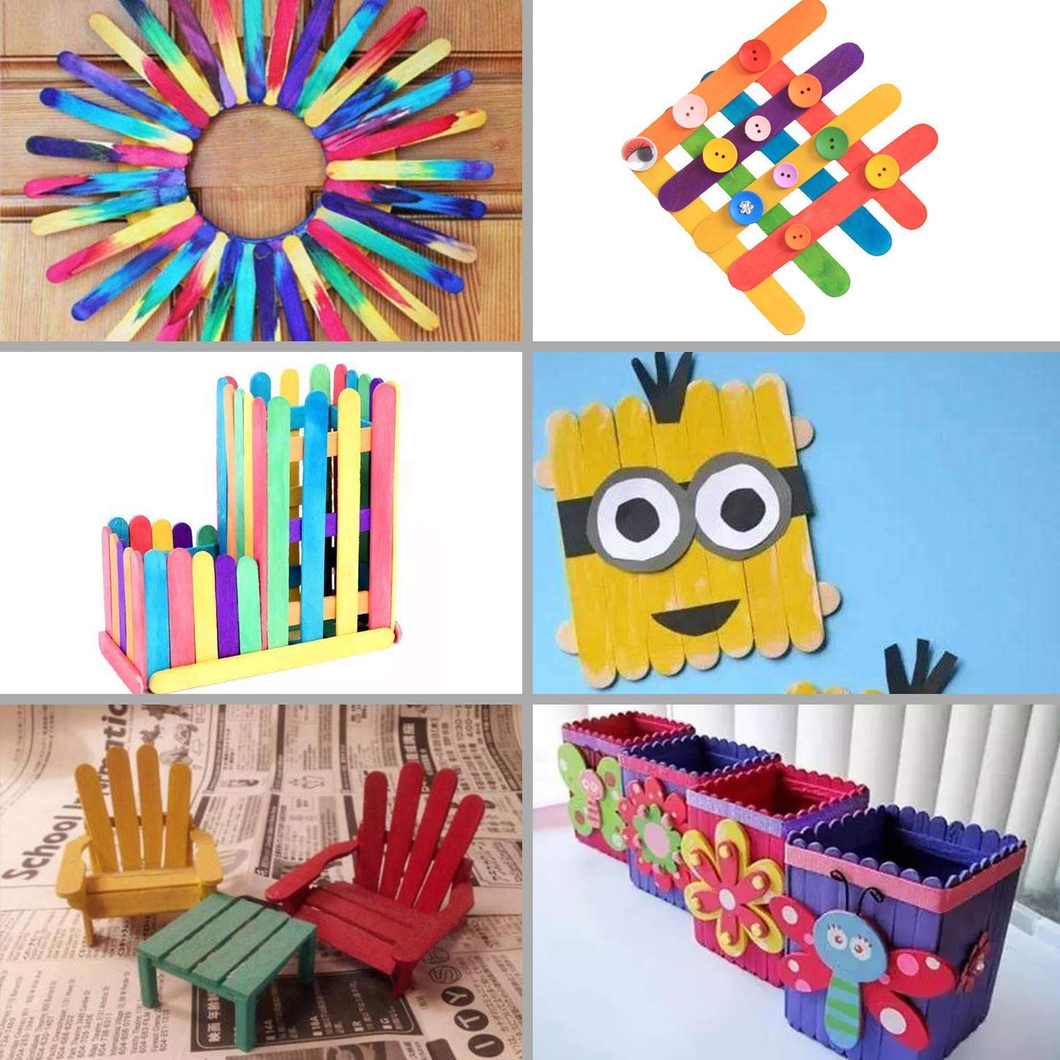 20940  Umi Multicolor Wooden Sticks for DIY Crafts, Hobby Crafts, Project Work, Scrapbooking 50 Pieces, 14cm x 2cm