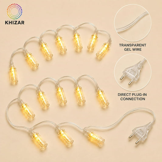 21106 LED Bottle String Light, Warm Yellow, Transparent Gel Wire Plug in
