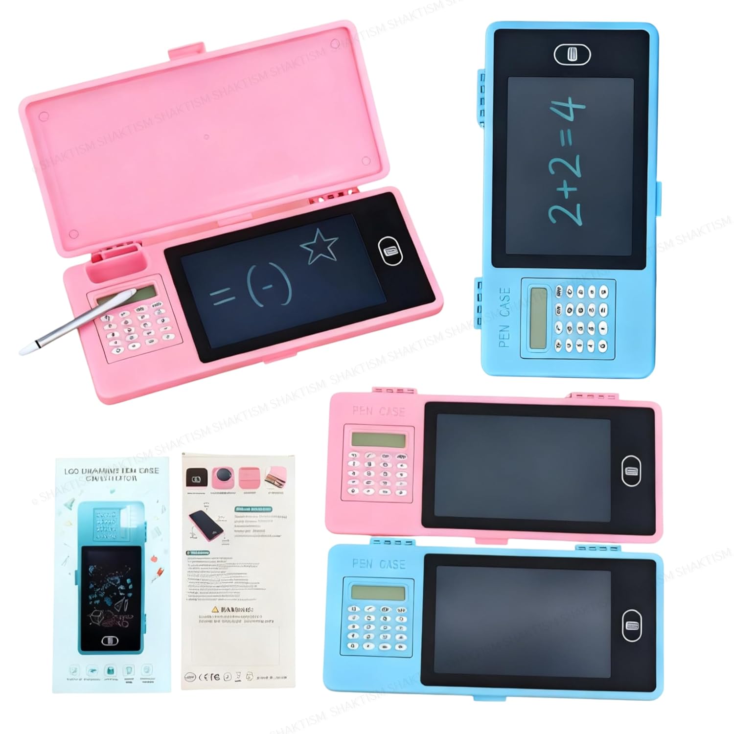 BB210 LCD Writing Tablet Pencil Box, Drawing Board Case with Erase Button, Magic Storage for Stationery, Random Colour (LCD Pencil Case with Calculator)