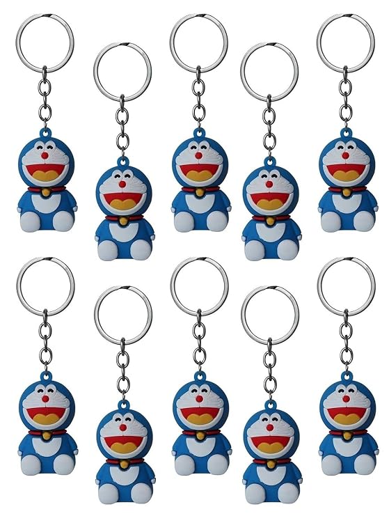 20881 {Pack of 12 } Doramon Cartoon Key Chain Set For Kids Boys Girls Keychain Birthday Return Gifts