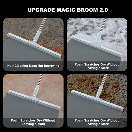 20145 Magic Broom Sweeper with Extendable Handle , Silicone Floor Wiper for Wet and Dry Cleaning