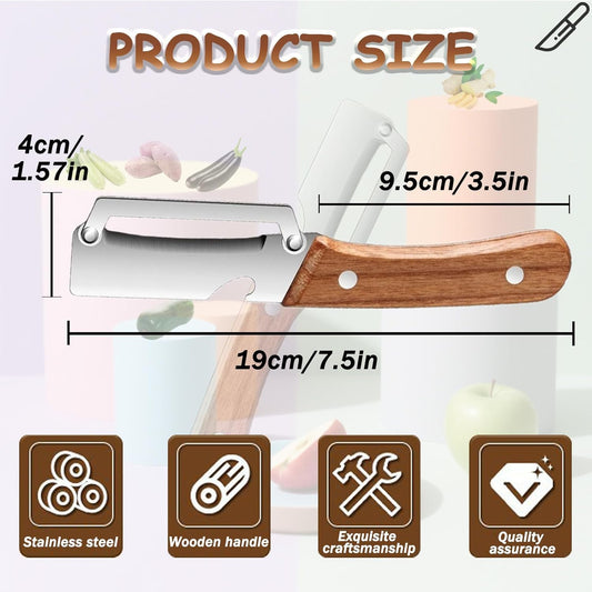 20796 Multi-Functional Vegetable Peeler for Kitchen, Stainless Steel Peeler with Wooden Handle and Bottle Opener, Single Blade Peelers Tool, Suitable for Vegetables or Fruits (3 in 1 Fruit Peeler)