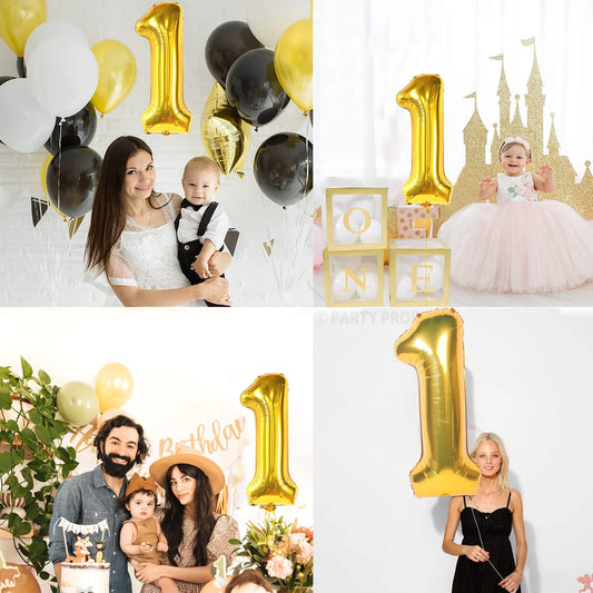 9039 (10 pcs ) Number 1 Foil Gold Foil Balloon