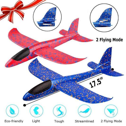 20132 Foam Plane With Light – Large Throwing Glider With Dual Flight Mode for Children 3 to 8 Years Old {Multicolor}