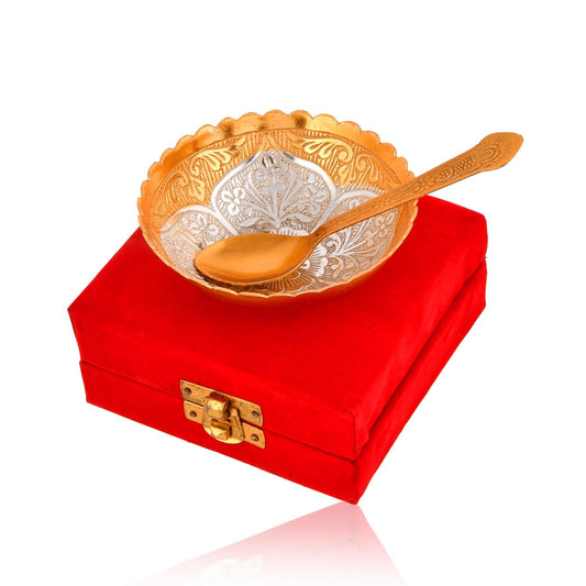 21356 Aluminum Floral Bowl Set with Spoon - 1 Bowl, 1 Spoon