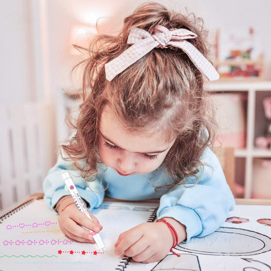 DM-7008-6  Curve Highlighter Pen Set-Dual Tip Pens with 6 Different Curve Shapes Fine Tips,Colorful Curve Highlighters Six Cute Pattern-Heart/flower/curve/dotted Line/Slash/Dot, for Writing, Drawing(6)