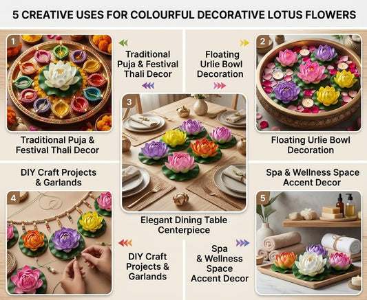 21355 12 Pcs Artificial Floating Lotus Flowers for Wedding Or Party Decoration Bowl, Floating Water Bowl Plants, Flora Living Room Diwali Festival, Pool, Home, Garden & Temple Decor