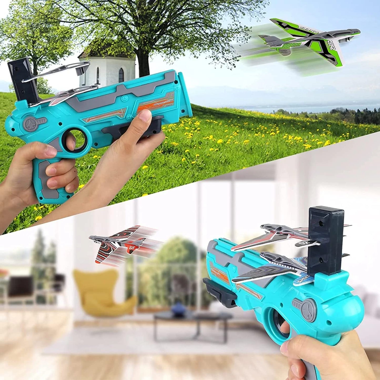 20521 Air Gun Toy with 4 Glider Aircraft Foam Bullets, Gun Toy Pistol for Boys Kids for Shooting | Best Gift for Boys Kids Children for Indoor & Outdoor Sports