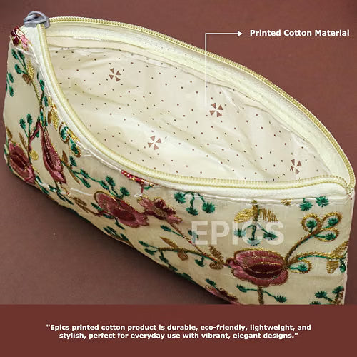 21252 Epics Embroidery Wedding Return Gift for Women | Wholesale Bridal Traveling Potli Bag with Zipper | Shagun Purse for Gifting Haldi & Mehandi
