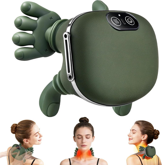 20652 Bionic Hand Electric Neck and Shoulder Massager with Heat - Frog-Shaped Deep Tissue Kneading Back Massager for Pain Relief, Cervical & Muscle Tension