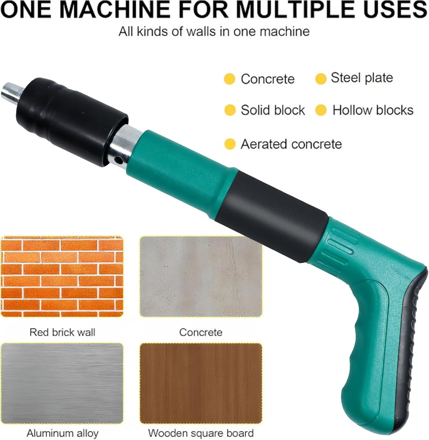20794 Concrete Nail Gun Kit,5 Speed Adjustable Manual Nail Gun for Concrete, Nail Wall Shooting Machine Fastening Tool for Red Brick Walls, Concrete Walls, Household Decor