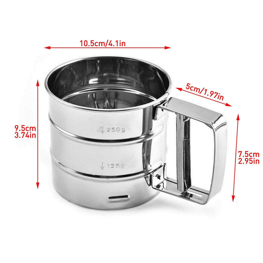 11297 Steel Baking Flour Sifter – Fine Mesh Manual Sifter with Easy Grip Handle