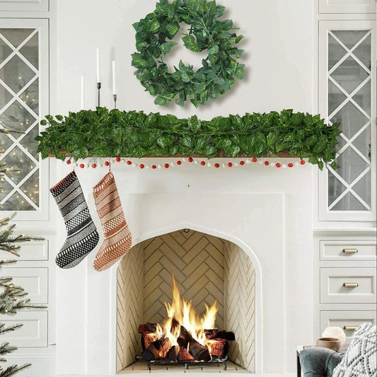 6093 (12 pcs) Artificial Money Plant Ivy Garland, Fake Vine Uv Resistant Leaves Hanging 7 ft.each