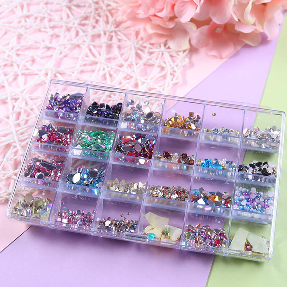 10267  24 Slots Empty Clear Nail Art Decoration Storage Box Nail Glitter Rhinestone Crystal Accessories Container Storage Box