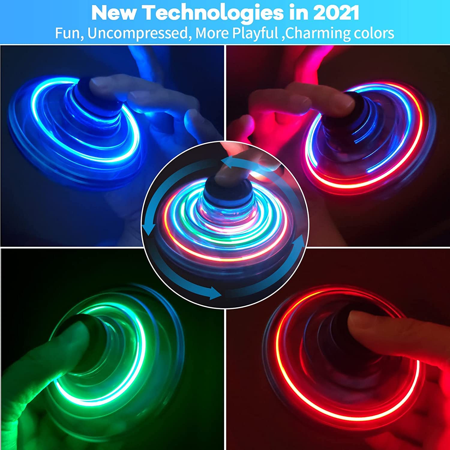 818 Flying Spinner Mini, Ifly Spinner Fly Flying Fidget Spinner, iFly Hand Controlled Boomerang Cool Stuff Toys Gifts for 8 9 10+ Year Old Boys Girls Indoor Outdoor Toys (Multicolor)_