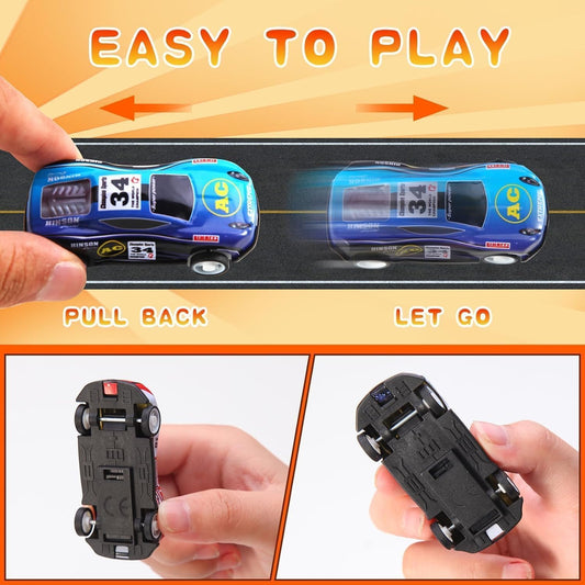 523-242  {24 PCS} Toy Cars Set for Kids | Die Cast Metal Mini Racing Cars with Storage Container Box | Pull Back Toy Vehicles for Boys & Girls