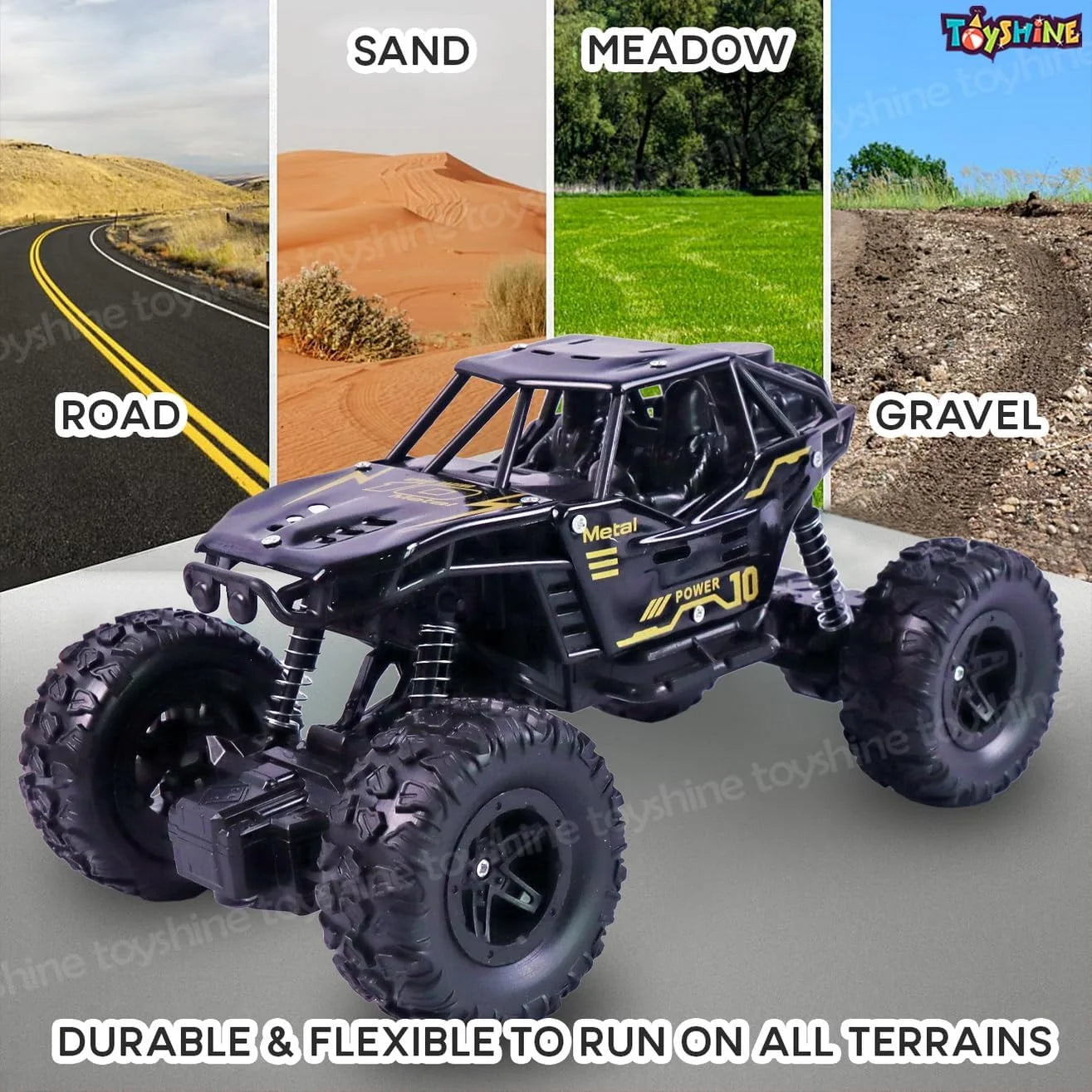 ITW-2036 Rechargeable Rock Crawler Monster RC Truck with Booster Spray Function All Terrain Stunt Racing Indoor Outdoor Toy Car – Black
